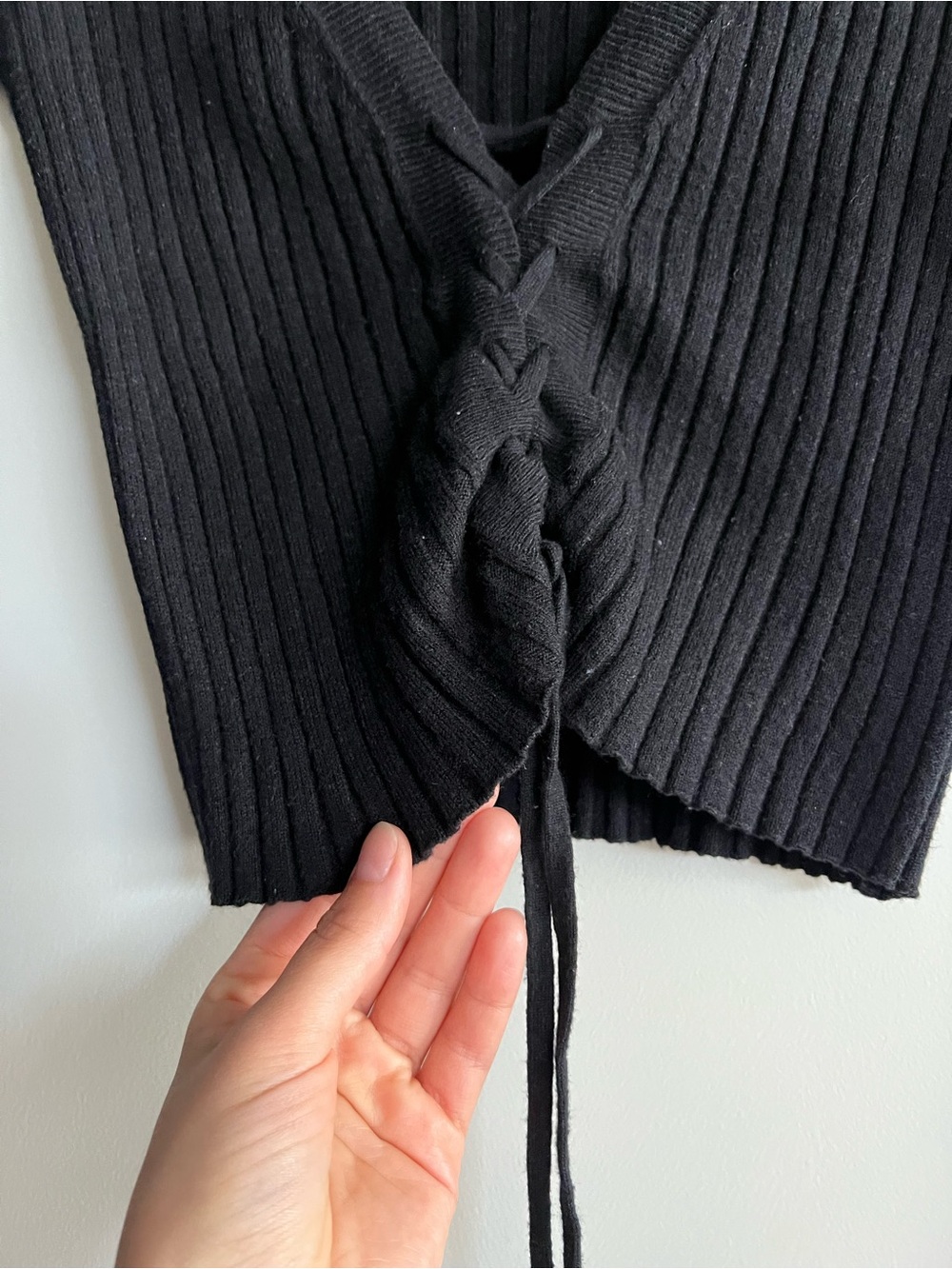 storets Black Ribbed Lace-Up Knit Top - Picture 3 of 7